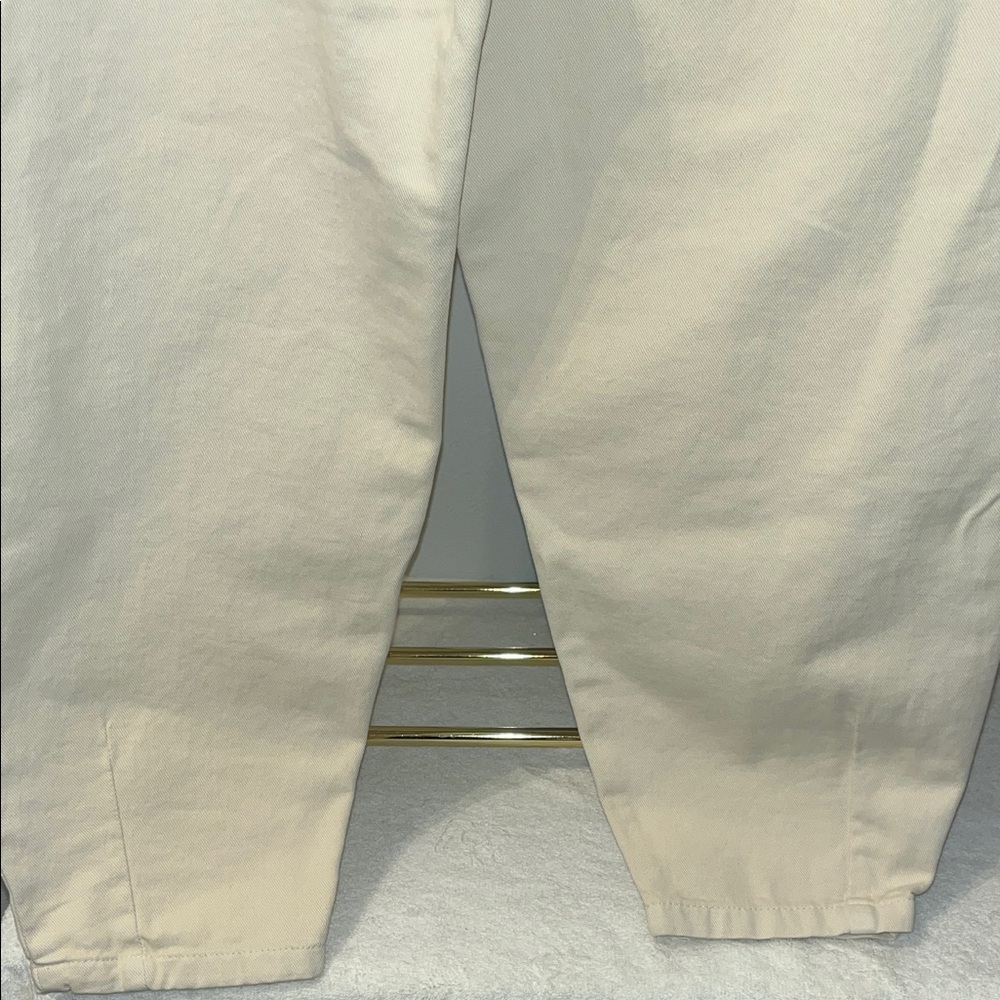 Zara Slouchy Jeans Black Label High Waist Pleated Cream Cropped - Size 6 NWT - Picture 8 of 12
